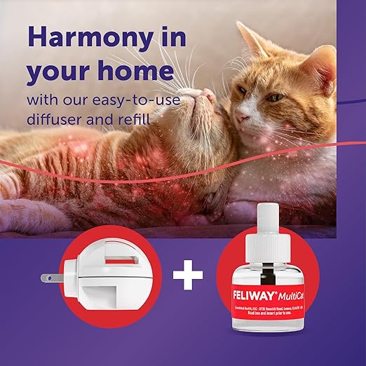 FELIWAY MultiCat 30 Day Cat Calming Plug In Pheromone Diffuser Starter Kit, 48ml - Helps Reduce Conflicts and Signs of Tension in Multi-Cat Households