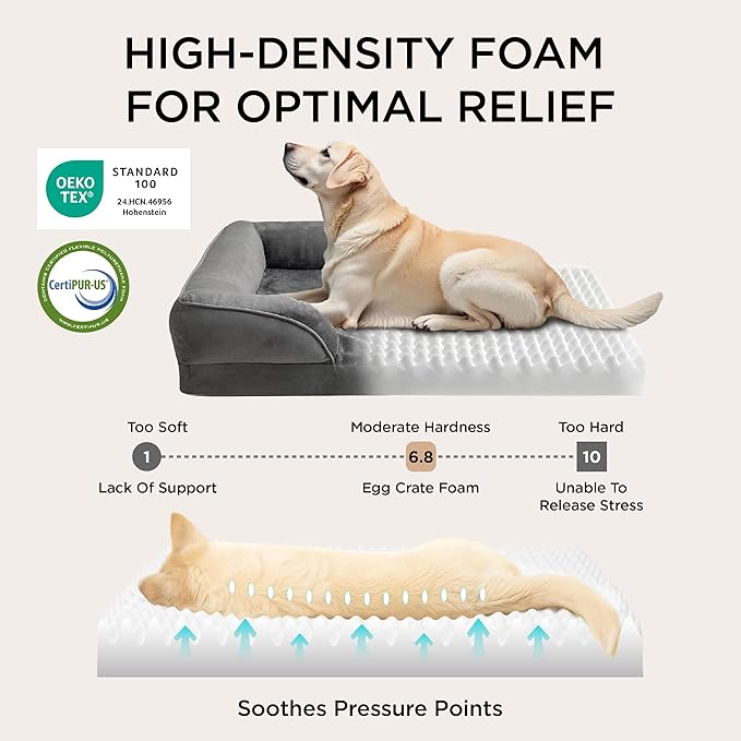 Bedsure Orthopedic Dog Bed for Extra Large Dogs - XL Plus Waterproof Dog Sofa Beds, Supportive Foam Pet Couch Bed with Removable Washable Cover, Waterproof Lining and Nonskid Bottom, Dark Grey