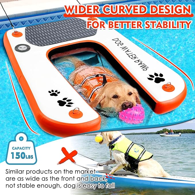 SnaglePaw Dog Boat Pool Ladder, Float Dog Water Ramp for Pool & Dock, High Stability & Nonslip Steps, Supports 150Lbs Dogs