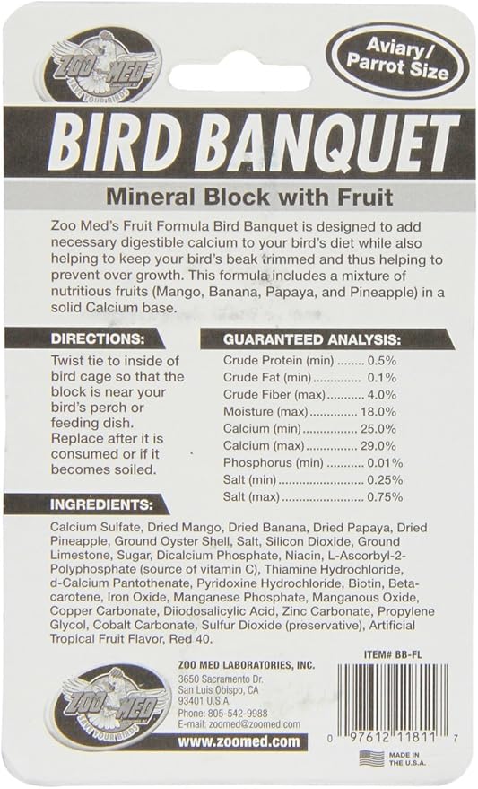 Zoo Med Mineral Blocks with Fruit Banquet Bird Food, 5-Ounce (3 Pack)