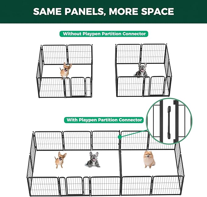 FXW Homeplus Unleashed Indoor Dog Playpen - Stress-Free and Safe Play, Heavy Duty 24 Inch 16 Panels with Connectors (Pack of 2) for Puppy and Small Dogs, Black│Patented