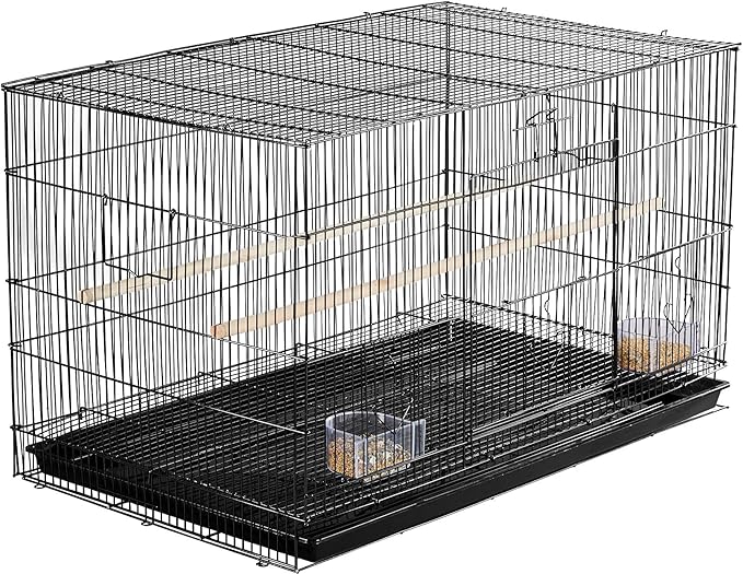 Yaheetech Pack of 2 Stackable Rectangle Breeding Flight Parakeet Bird Cage for Finches Budgies Cockatiels Conures Lovebirds Canaries Parrots w/Slide-Out Tray