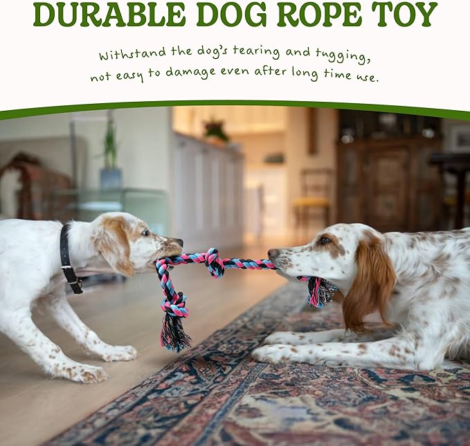 SHARLOVY Dog Rope Toy for for Medium Dogs, Durable Cotton Dog Chew Toys for Aggressive Chewers, Interactive Tug of War Dog Toys for Medium to Large Breed