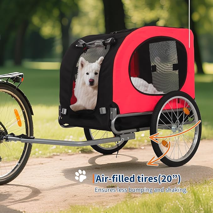 Foldable Dog Bike Trailer, for Large Dogs Up to 100 lbs, Pet Bicycle Carrier with Universal Coupler & Quick Release Wheels, Cargo Cart for Medium/Large Dogs