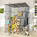 Large Cat Cage Indoor - Metal Wire Cat Enclosure with Storage Cube, Detachable Kitty Cage with Platform for 1-3 Cats, 3x3x4 Spacious Cat Kennel