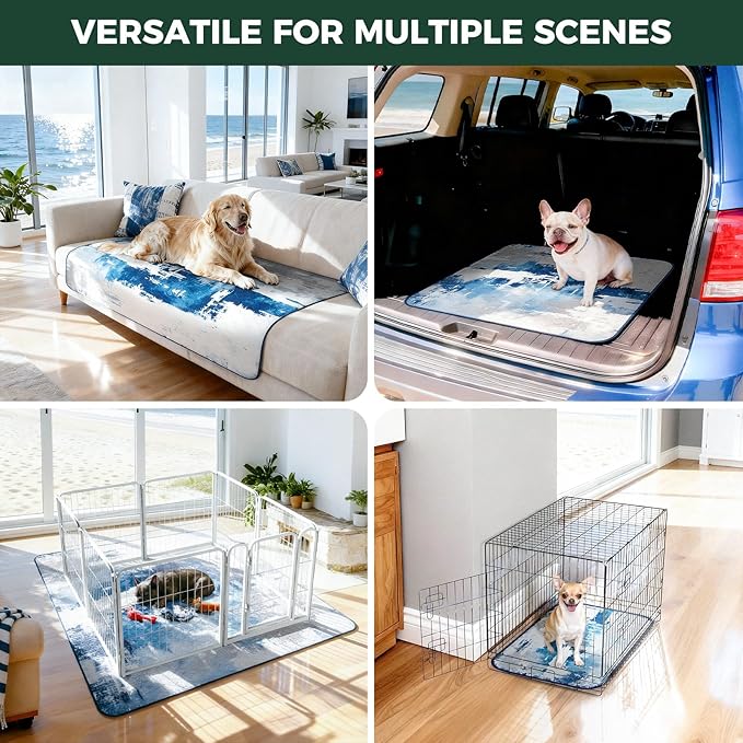 FXW Washable Pee Pads for Dogs, Puppy Pads with Super Absorbent, Specifically Designed for 36inch Cages, 23" x 35" Rectangle, Tie-Dye Blue, 2 Packs