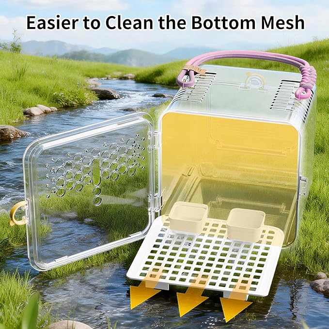 Bird Carrier - Transparent Portable Breathable Parrot Cage, Flying Squirrel Carrier, Ideal for Parakeets Conures Canaries Budgies Cockatiels Lovebirds Hamsters Outdoor Park Travel