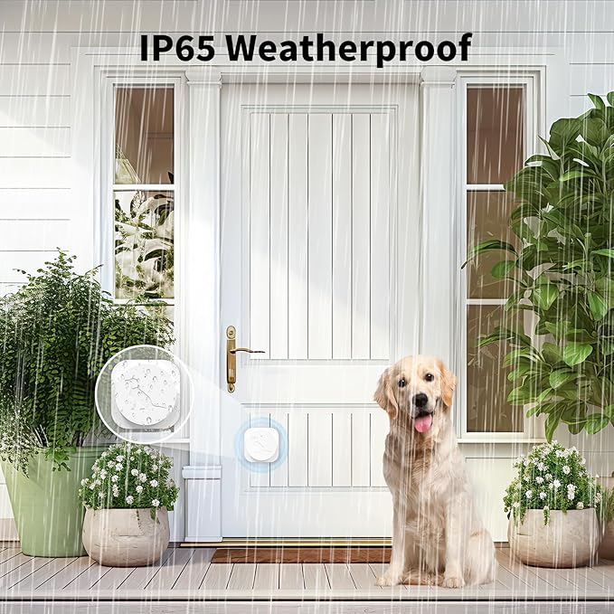 JeaTone Dog Door Bell, Dog Bells to Go Outside, Smart Wireless Potty Training Button for Dogs, Training Dog to Ring The Bell, 2 Pack Button White