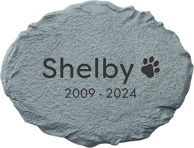 Let's Make Memories Personalized Dog or Cat Memorial Garden Stone - Forever Remembered - Block Font