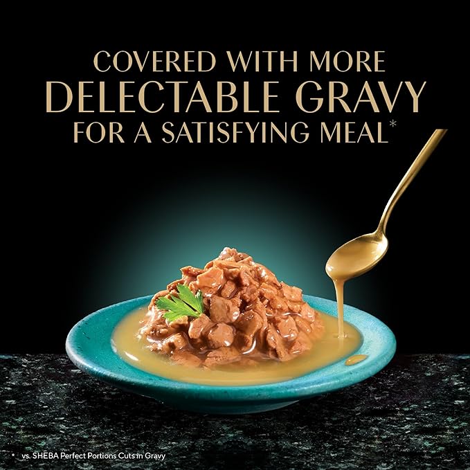 Sheba Gravy Indulgence Adult Wet Cat Food,Wet Food for Cats Chicken Entree in Extra Gravy,2.6 oz. Twin-Pack Trays (,48 Servings),24 Count (Pack of 2)