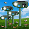 4Pack Ultrasonic Cat Repellent Outdoor Deer Repellent Devices,Solar Animal Repeller Motion Detection Rabbit Raccoon Squirrel Dog Squirrel Repellent Deterrent with LED Flash Lights for Yard