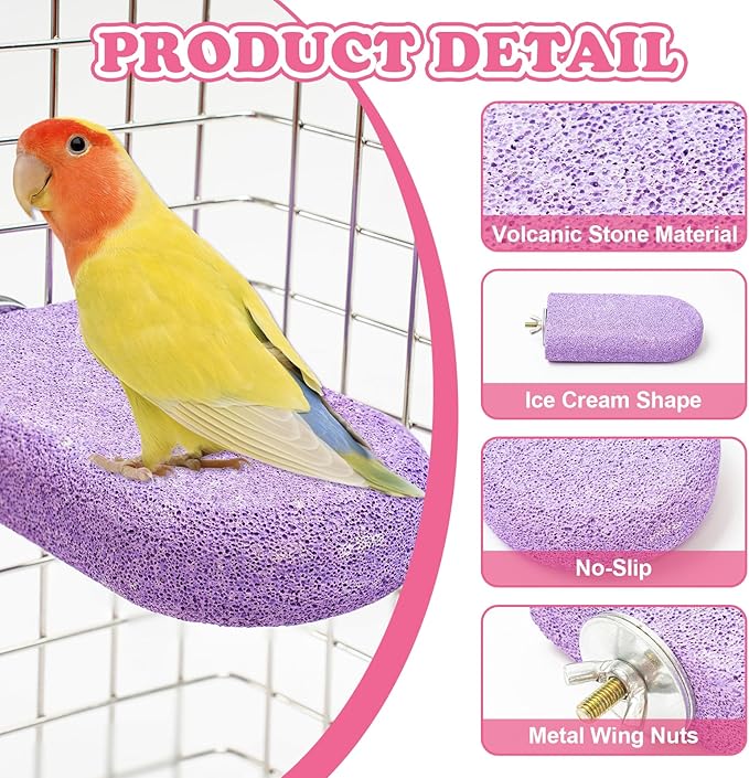 Bird Beak Grinding Stone, 3PCS Parrots Perch, Multiple Colors Platform, Nails Beak Trimmer for Bird Cage Accessories for Parrots Budgie Cockatiel Conure Lovebird Finch