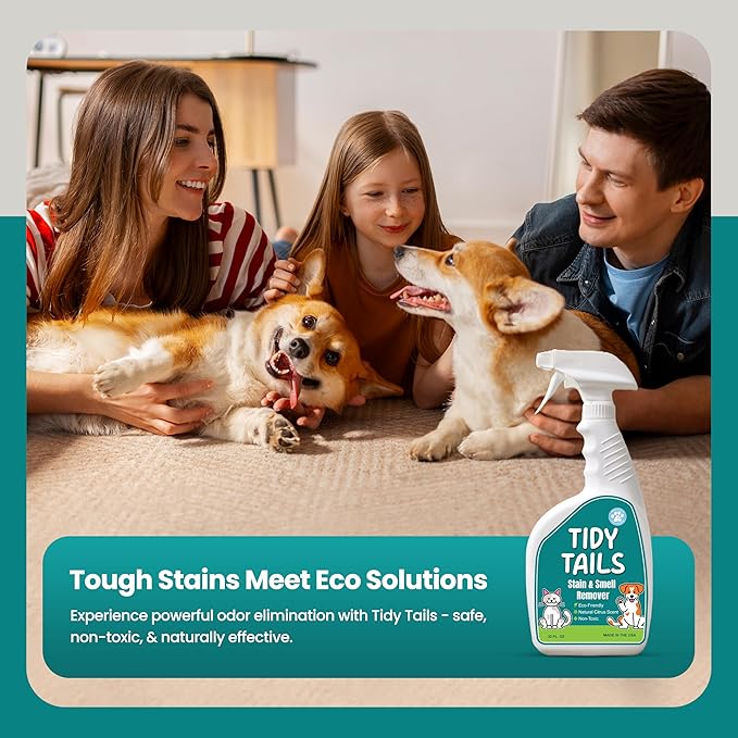Pet Stain & Odor Remover – Enzyme Cleaner for Carpet, Rugs & Furniture – Eliminates Dog & Cat Pee Odors – 32oz Citrus Spray – Safe for Pets & Kids, Made in USA