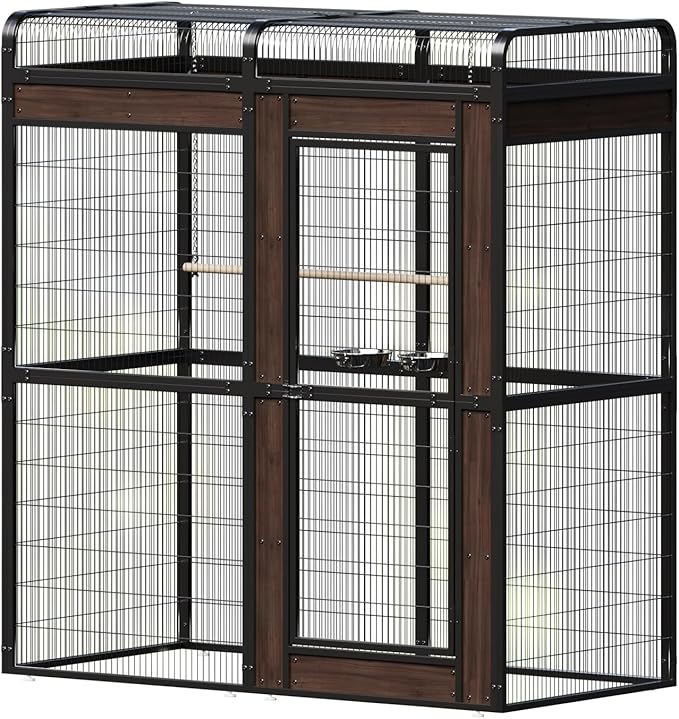 Large Bird Cage for Parakeets Outdoor Bird Aviary Parrot Cage with Perch, Birdcage for Macaws Canaries Parrots Budgie Lovebirds-Black (2 Box Set)