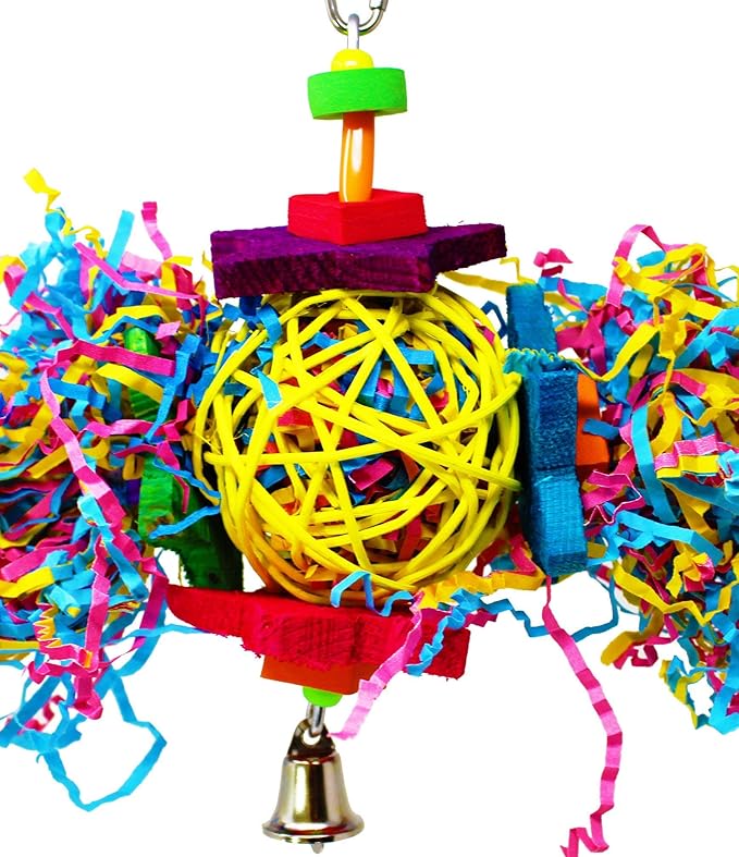 Bonka Bird Toys 1839 Foraging Star 7" High by 8" Wide, Medium Parrot Chew Shred Forage Cage Toy, Conure, Pionus, Quaker, and Similar Birds
