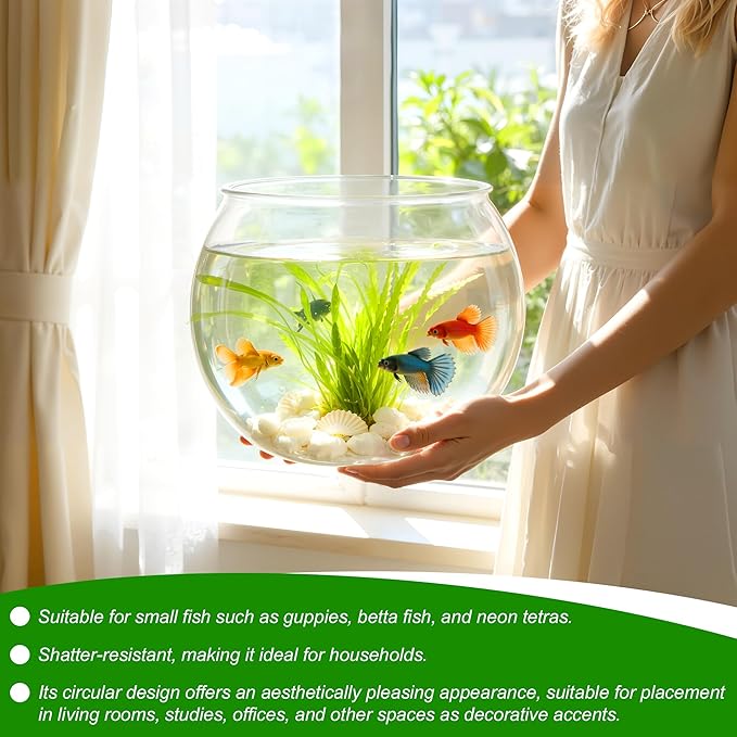 5 Gallon Plastic Fish Tank Large Clear Bowl, Classic Round Bowl Shatterproof Sturdy Jar for Indoor Outdoor, Used as Aquarium, Vase, Storage Container, Decoration, or Other DIYs, Easy to Carry