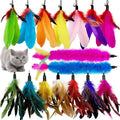 Cat Feather Toys Refill, 16 Pieces Cat Wand Replacement Feathers Toy for Indoor Cats