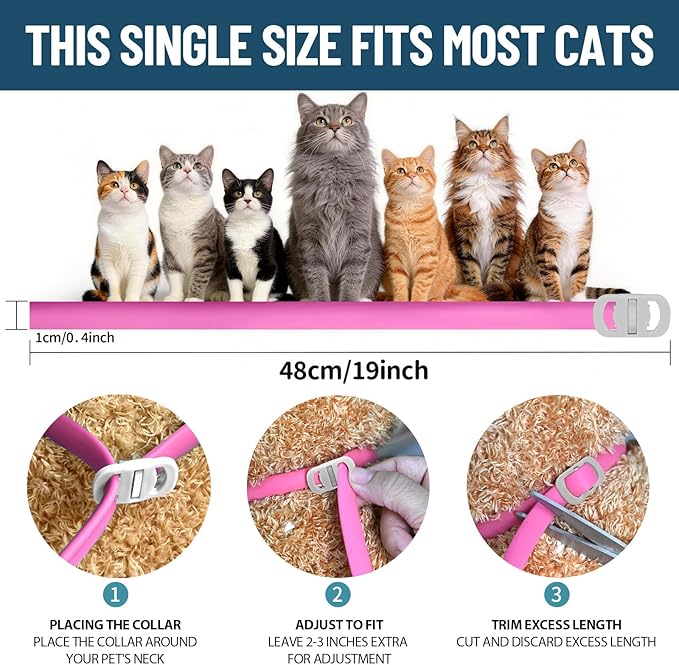 Cat Flea Collar 4 Pack Flea Collar for Cats, Adjustable Waterproof Flea and Tick Prevention for Cats and Kittens - 32 Months Protection - Flea and Tick Treatment - Pink