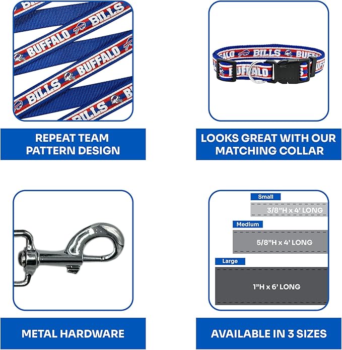 NFL PET Leash Buffalo Bills Dog Leash, Medium Football Team Leash for Dogs & Cats. A Shiny & Colorful Cat Leash & Dog Leash Licensed by The NFL