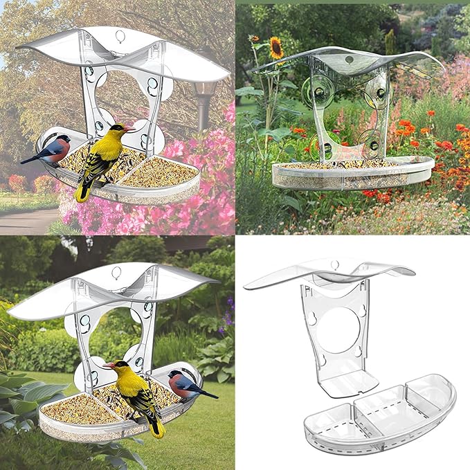 Large Capacity Bird Feeders Hygienic Feeding Bowl Water Drink for Small Feeding Transparenst Bird