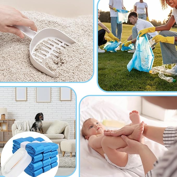 12 Pack Cat Litter Refills, Compatible with Genie Bag Refills, Scented, Blue