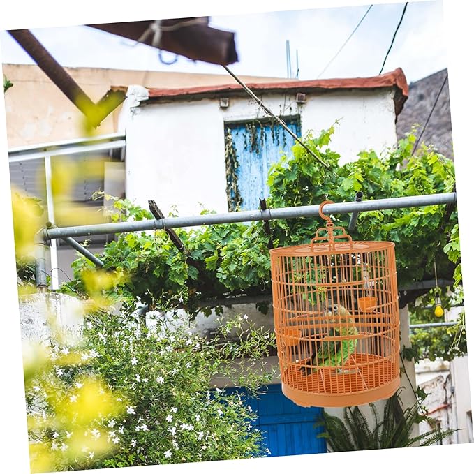 BESPORTBLE Hanging Bird Cage for Decor Plastic Birdcage Round Shape and Bird Nest Decoration for Small Pets