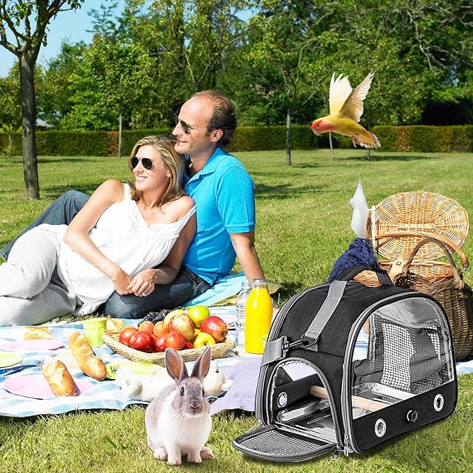 Portable Bird Travel Cage - Parrot Backpack with Strap, Compact Small Birds Carrier | Lightweight Outdoor Cage for Conures Budgies Parakeets Gentoo Parrots Travel Use Transport Companion