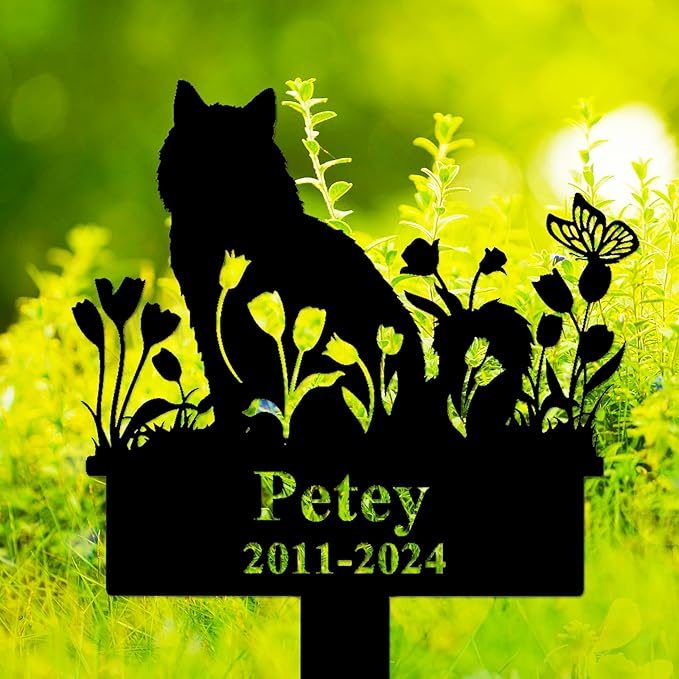 Personalized Cat Grave Marker Outdoor, Custom Cat Memorial Stake, Cat Memorial Garden Stake, Custom Flowers Cat Memorial Plaque, Cat Memorial Gifts for Loss of Cat