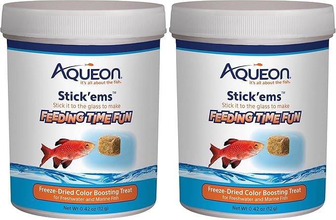 Aqueon Stick'ems Freeze-Dried Color Boosting Pet Fish Treat, 0.42 oz (Pack of 2)