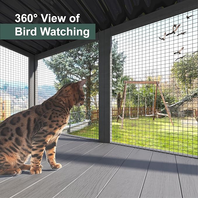 Cat Catio, Cat Window Perch for Large Indoor Cats - for Sunbathing, Napping & Overlooking, Wooden Window Hammock for Safely Enjoying The Outdoor Sights Scents and Sounds