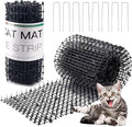 Hmyomina 16.4FT Scat Mat for Cats with 8 Garden Staples, Cat Scat Mat with Spikes Outdoor Plant & Furniture Protector(2PCS, 8.2FT Each)