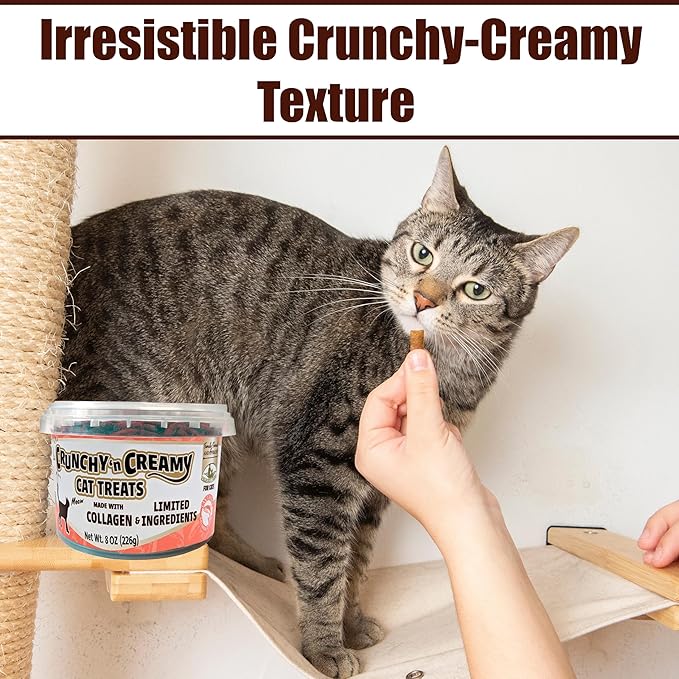 Fieldcrest Farms Nothin’ to Hide Collagen Cat Treats – Crunchy & Creamy Cat Snacks, High-Protein Healthy Treats for Skin, Coat & Joint Support, Salmon Flavor, 8 oz.