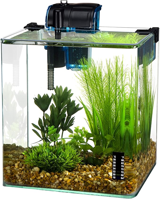 PENN-PLAX Water-World Vertex Desktop Nano Aquarium Kit – Perfect for Shrimp and Small Fish – 2.7 Gallon Tank