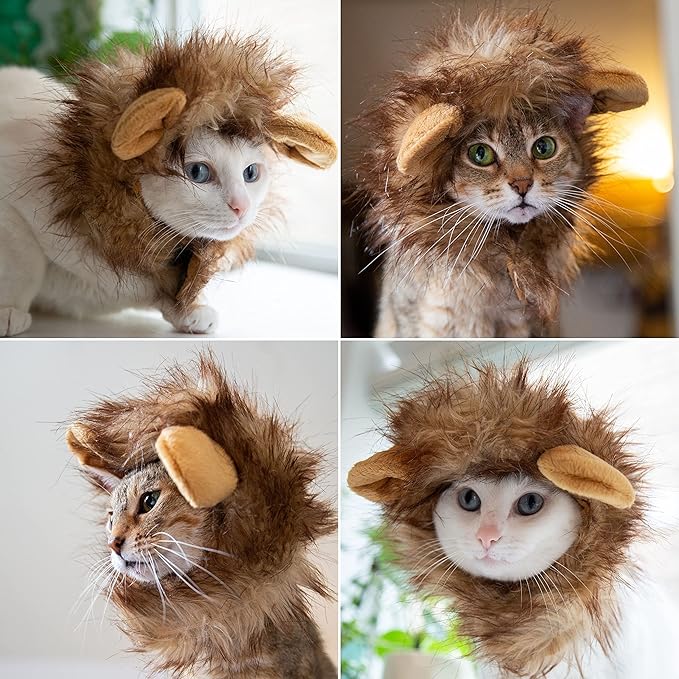 Pet Krewe Lion Mane Halloween Costume for Large and Small Dogs - Ideal for Halloween, Birthday, Cosplay, Outfits, Pet Clothes (Cat Small)