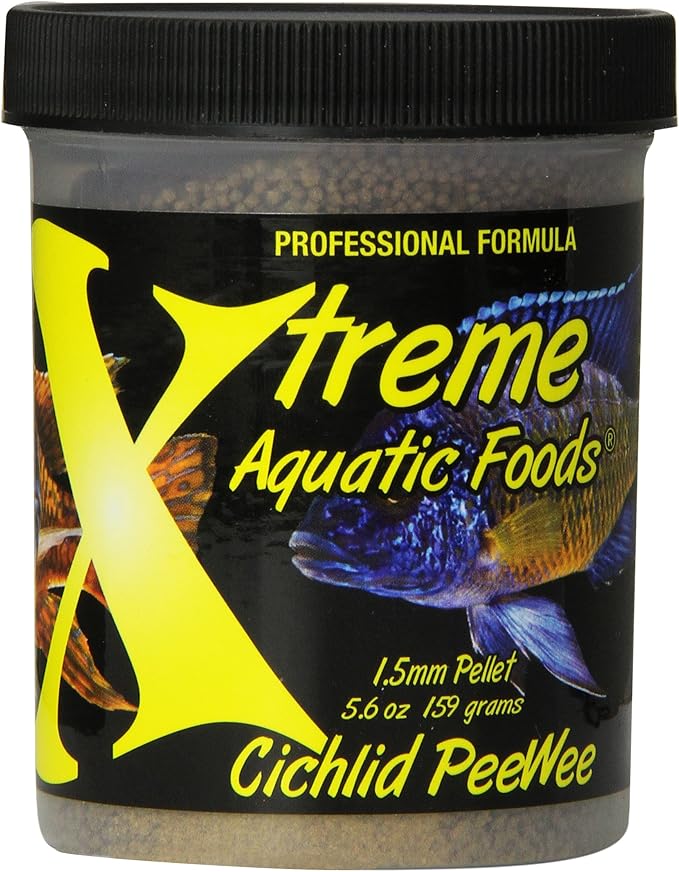 Xtreme Cichlid Peewee 1.5 mm Pellets - Proven Nutrition for Cichlids - Balanced Amino Acids, Boost Immune & Digestive Health, Color & Energy, Max Protein Freshwater Fish Food – USA Farm Grown (5oz)