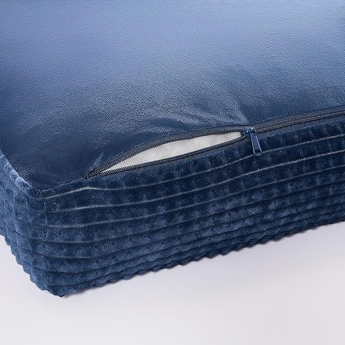 Modern Threads Ultra Plush Orthopedic Memory Foam Pillow Bed for Large Dogs with Supportive Filling and Stylish Textured Design, Blue, (42" L x 30" W x 5" Th)