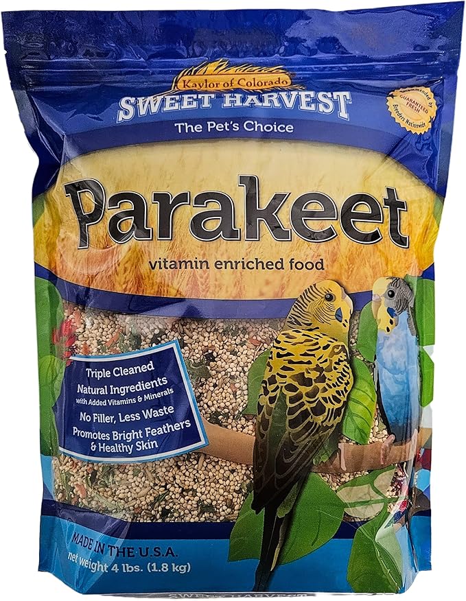 Parakeet Bird Food, 4 lbs Bag - Seed Mix for Parakeets Budgerigars Budgies