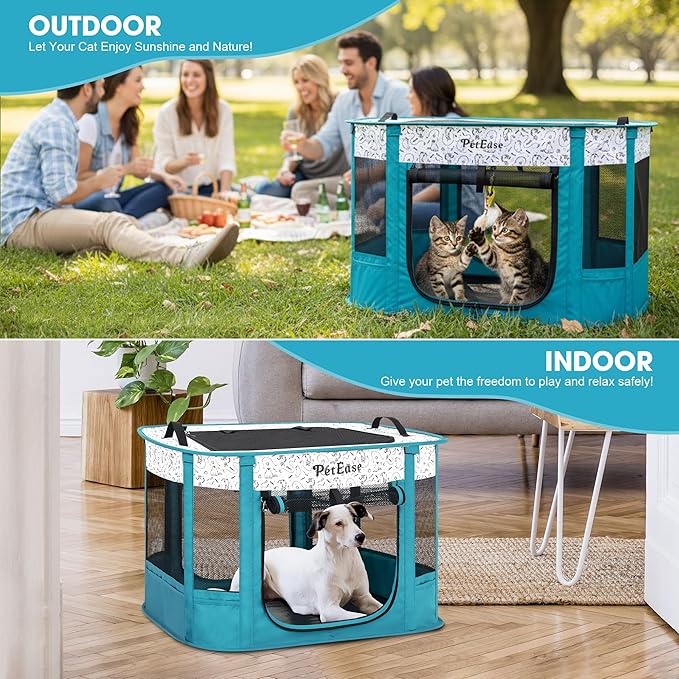 Portable and Foldable Cat Playpen Dog Playpen Small Animal Playepn with Waterproof Bottom, Foldable Pet Cage for Rabbit Puppy Hamster, Indoor/Outdoor Use