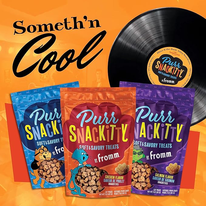 Fromm PurrSnackitty Salmon Flavor Snackitties Treats - Premium Soft & Savory Cat Treats - Pack of (3) 3 oz Bags