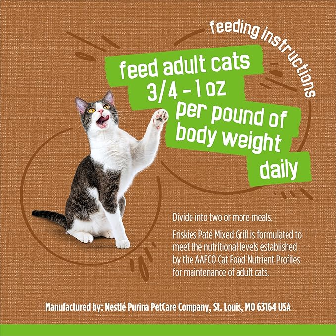 Purina Friskies Wet Cat Food, Pate Mixed Grill - (Pack of 24) 5.5 oz. Cans