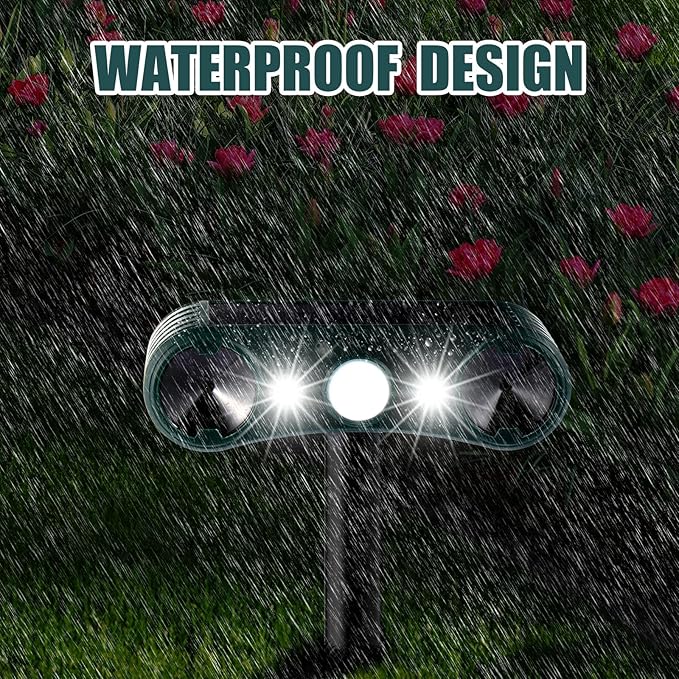 Qualirey 8 Pcs Solar Nocturnal Ultrasonic Light Animal Repeller Outdoor Deterrent with Pir Sensor Waterproof Deterrent Deer Repellent Devices to Repel Cat, Dog, Rabbit, Raccoon, Fox for Yard Garden
