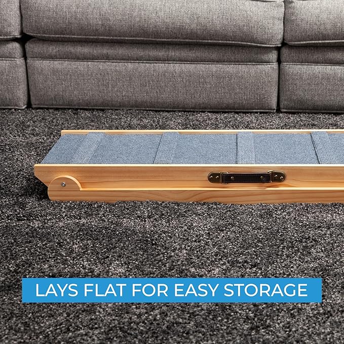 Dog-Proofer Pet Ramp - Lightweight and Durable Non-Slip Design for Pets Up to 150 Pounds, 6 Adjustable Easy-Access Heights, Folds Flat for Compact Storage, Up to 24.68 Inches Tall