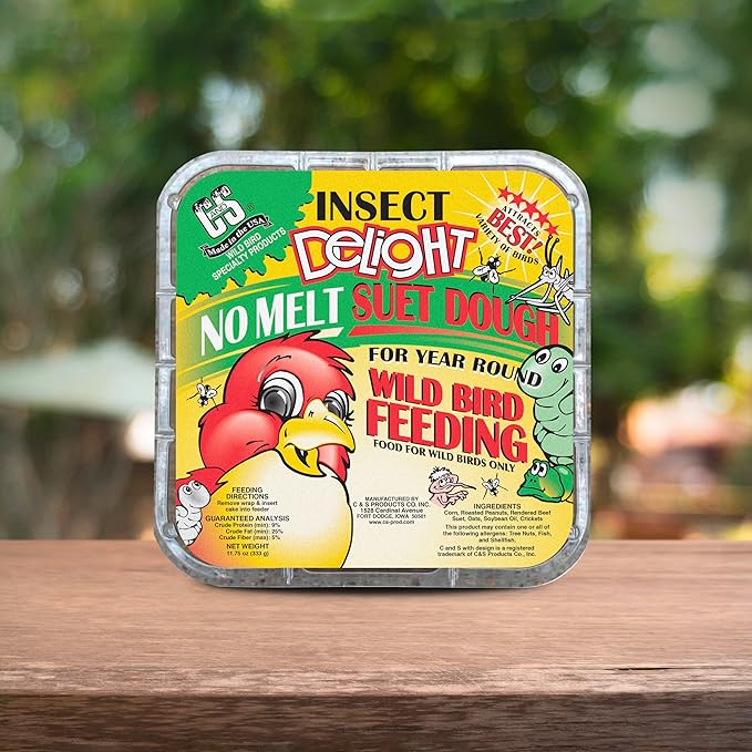 C&S Insect Delight No Melt Suet Dough, Suet Cakes for Wild Birds, 11.75 Ounces, 8 Pack