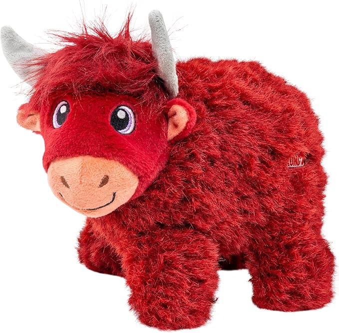 KONG Toughz Durable Plush Dog Toy - Long-Lasting Soft Chew Toy for Aggressive Chewers, Safe & Interactive for Dogs (Highland Cow)