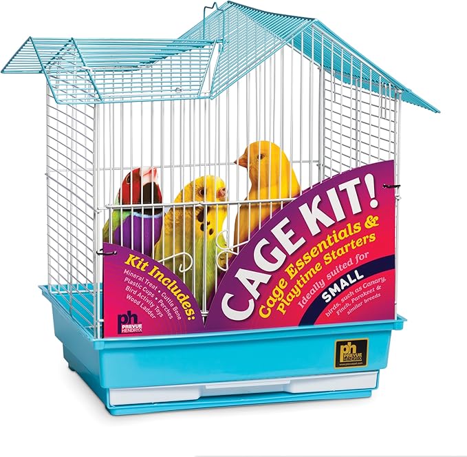 Prevue Hendryx Pet Products 91110 Double Roof Bird Cage Kit, Blue/White, 3/8'