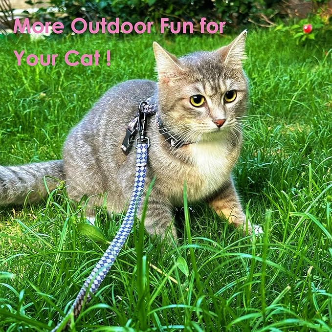 Cat Harness and Leash Set, Escape-Proof Adjustable Kitten/Cat Harness for Walking & Travel, Easy Control, Comfortable Outdoor Use, 4.1 ft, Brown