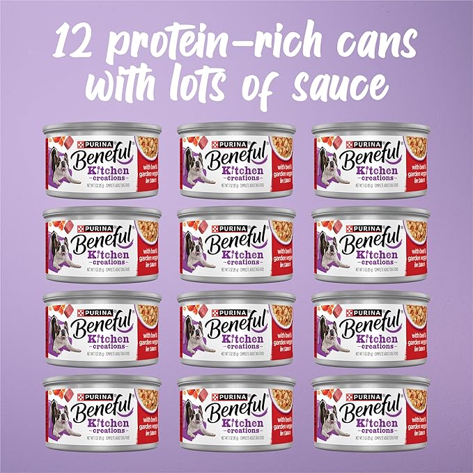 Purina Beneful Kitchen Creations With Beef and Garden Veggies in Sauce Wet Dog Food - (Pack of 12) 3 oz. Cans