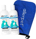 Allerpet Dog Dander Remover w/Free Applicator Mitt - Best Pet Dander Remover for Allergens - for Canine Dry Skin Treatment - Good for Fur & Skin - 2 Pack (12oz)
