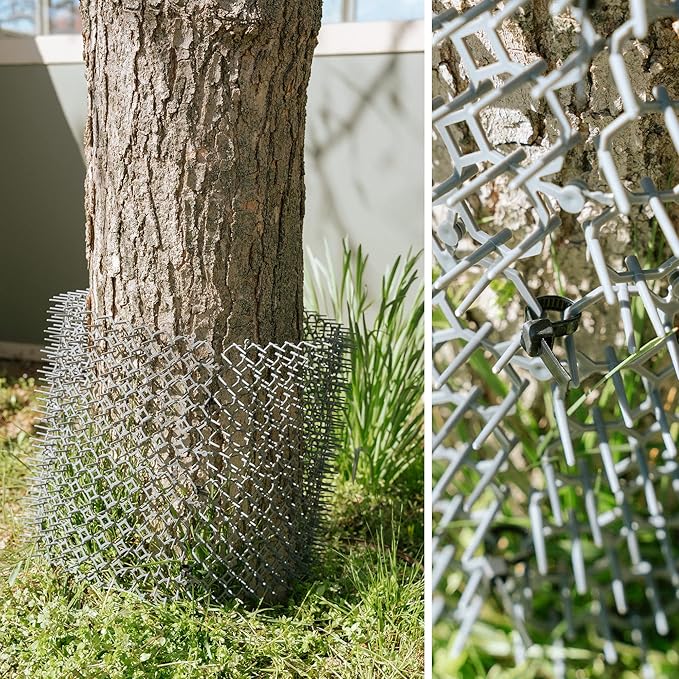 Petfolio 18 Pack Scat Mat for Cats - 8 x 6 Inch Cat Deterrent Mat with 1 Inch Spikes is A Great Cat Repellent Indoor & Outdoor to Keep Cats Away. Includes 6 Garden Staples & 10 Zip Ties (Grey)