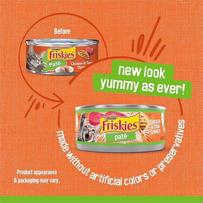 Purina Friskies Wet Cat Food Pate, Chicken and Tuna Dinner - (Pack of 24) 5.5 oz. Cans
